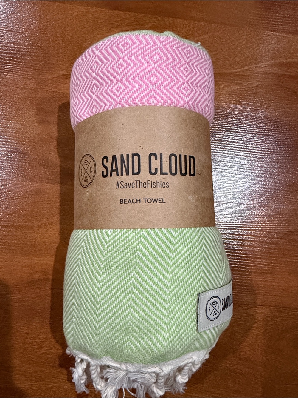 Kids Pink & Light Green Beach Towel